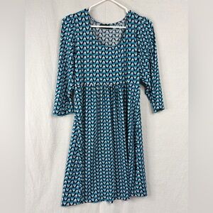 Reborn Blue and Black Geometric Dress Size Medium
